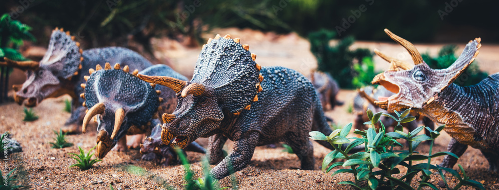 Fototapeta premium Triceratops Migration: A Herd on the Move