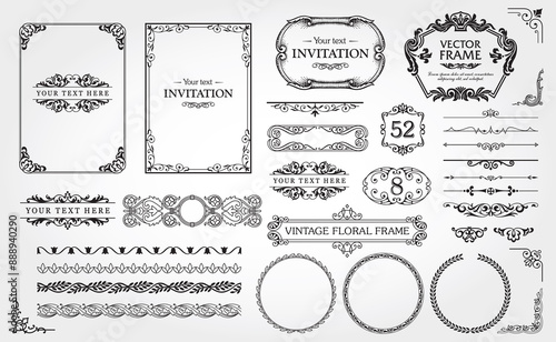 Vintage decorative design elements set 01