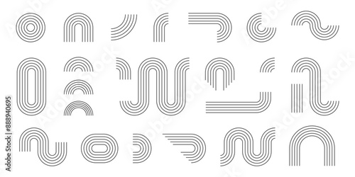 collection of boho arch shapes with editable strokes