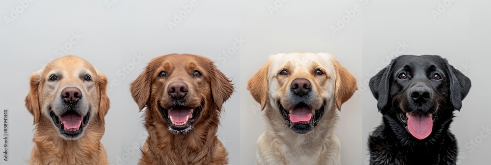 Four Golden Retrievers Posing for a Portrait Four Golden Retrievers Posing for a Portrait