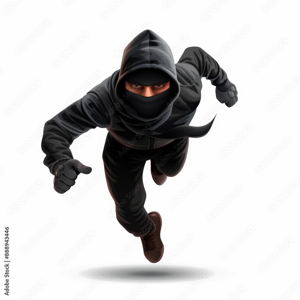 Thief icon, criminal person sign, bandit in mask, burglar silhouette, killer, gangster or robber in balaclava Thief icon, criminal person sign, bandit in mask, burglar silhouette, killer, gangster or robber in balaclava