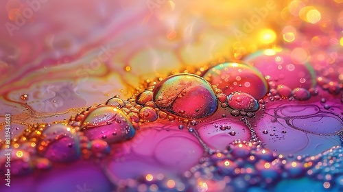 Tack-sharp photo of soap bubble surface, iridescent colors, macro view, style by idea24club