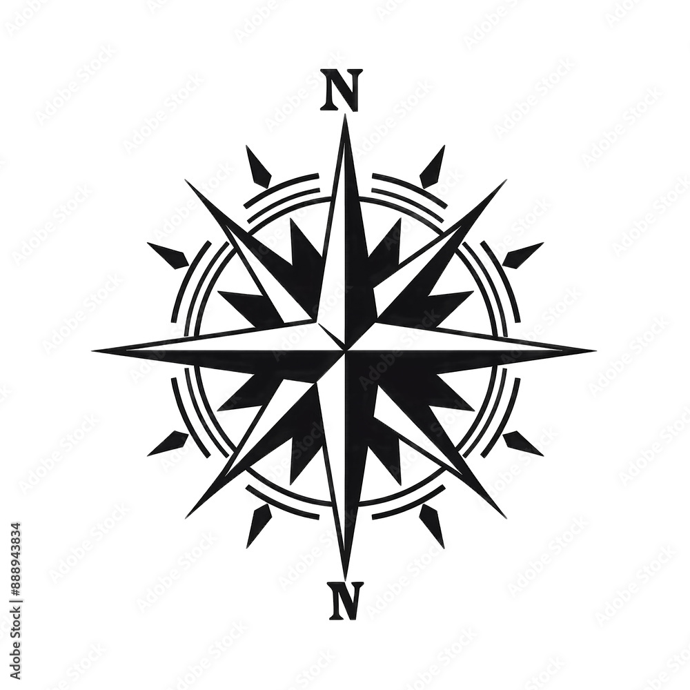 Obraz premium compass rose with north, south, east and west indicated