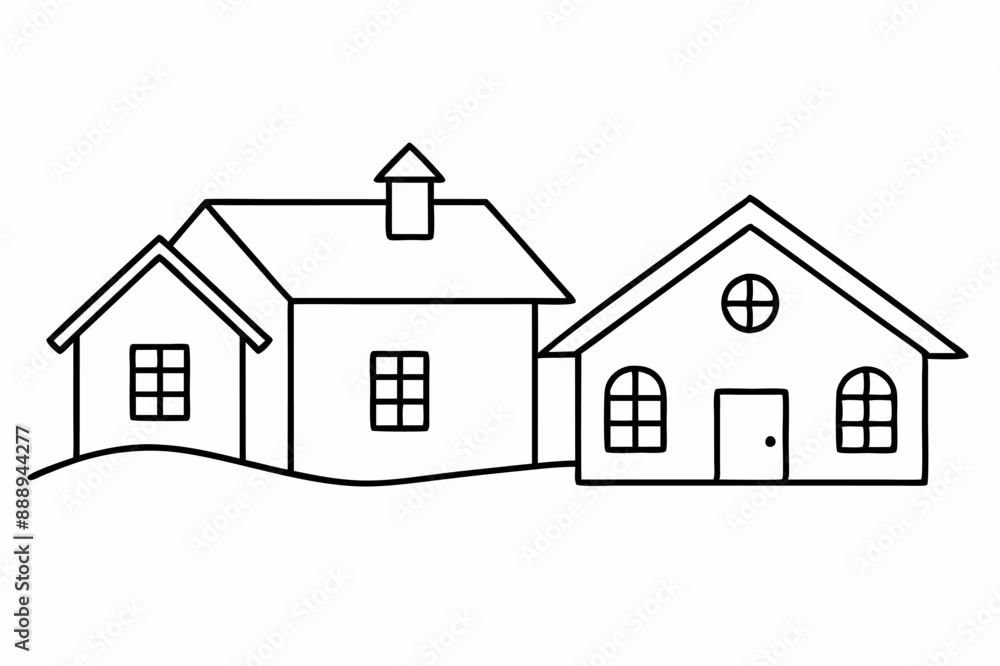 Hand-drawn Cozy Houses Design Hand-drawn Cozy Houses Design