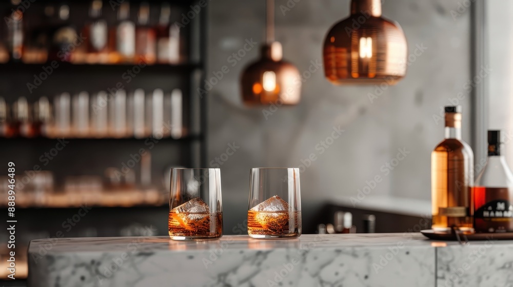 A bar with a counter top and a sink. The counter top is made of granite and has a few bottles of liquor on it A bar with a counter top and a sink. The counter top is made of granite and has a few bottles of liquor on it