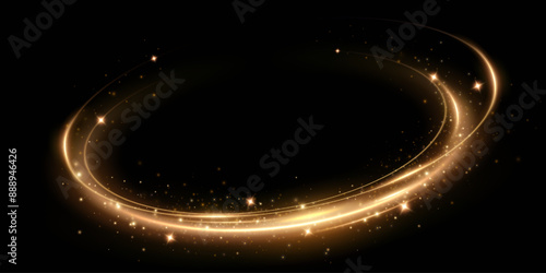 Abstract light speed motion effect.Gold color spiral glow effect.Magic shiny lin	