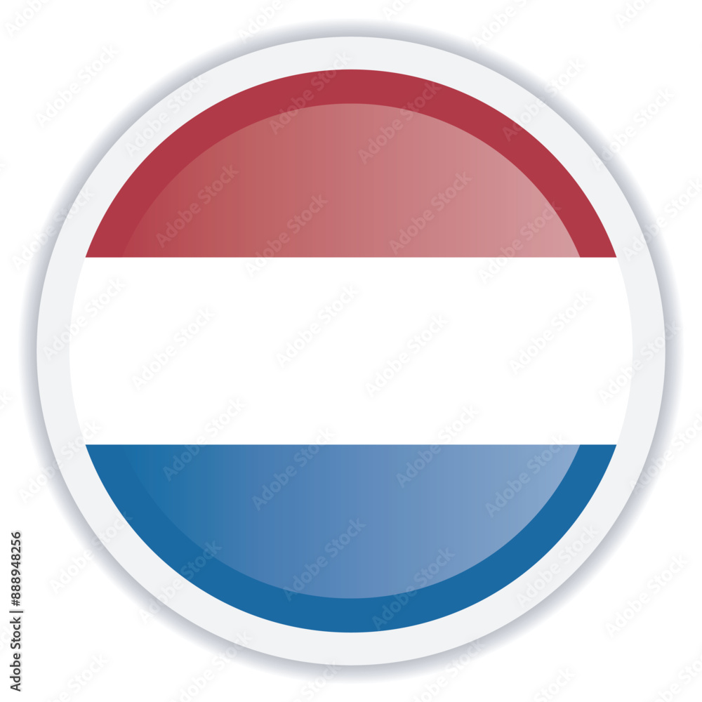 Netherlands flag icon. Circle icon with shadow underneath isolated on white background. Vector icon for mobile apps, UI and web design, EPS10 Netherlands flag icon. Circle icon with shadow underneath isolated on white background. Vector icon for mobile apps, UI and web design, EPS10