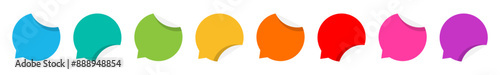 Colored round bubble labels with turned corner