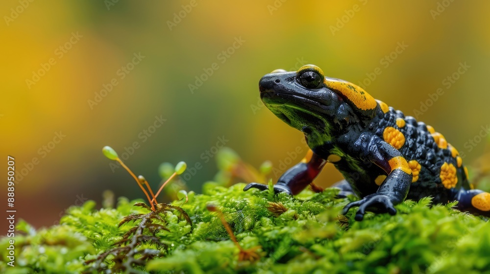 Obraz premium Fire Salamander Posing on Moss