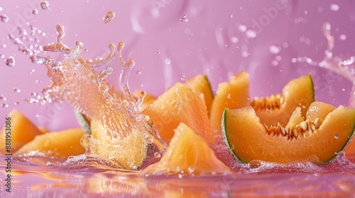 Photography of circular cantaloupe juice splash sw  180 food, orange, fruit, fresh, dessert, sweet, healthy, meal, salad, closeup, tangerine, mandarin, snack, gourmet, appetizer, plate, citrus, delici photo