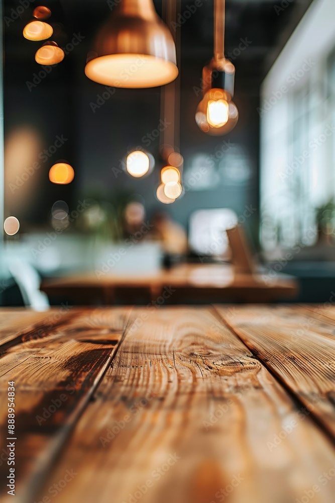 A wooden table with a bright sun shining through the window. The sun's rays create a warm and inviting atmosphere A wooden table with a bright sun shining through the window. The sun's rays create a warm and inviting atmosphere