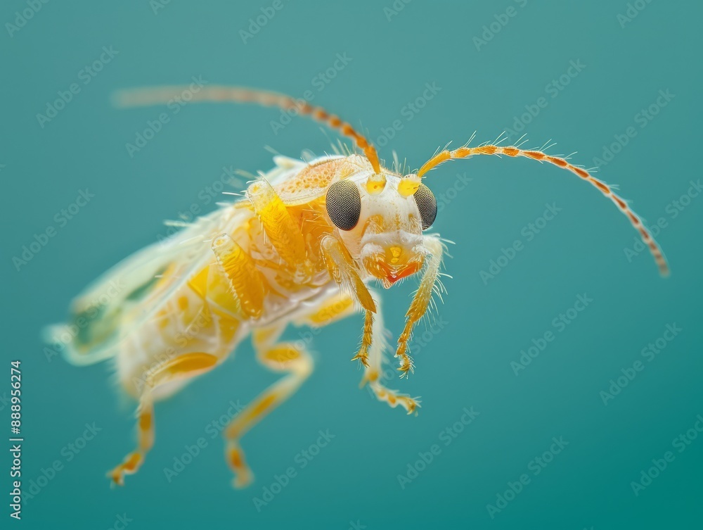 Springtail midair on a solid mint blue background 067 insect, isolated, animal, macro, bug, white, nature, fly, wasp, close-up, grasshopper, bee, antenna, yellow, brown, pest, beetle, wildlife, wing Springtail midair on a solid mint blue background 067 insect, isolated, animal, macro, bug, white, nature, fly, wasp, close-up, grasshopper, bee, antenna, yellow, brown, pest, beetle, wildlife, wing