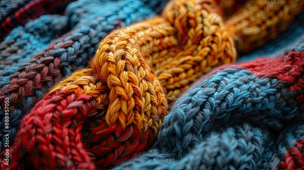 Colorful and soft knitted fabric made of wool. Colorful and soft knitted fabric made of wool.