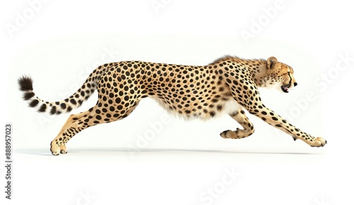 Cheetah Running in White Studio