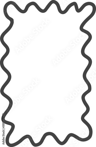 Wavy border frame. Rectangle scallop shapes. Squiggle hand drawn doodle box. Retro curved simple decoration. Retro aesthetic border.