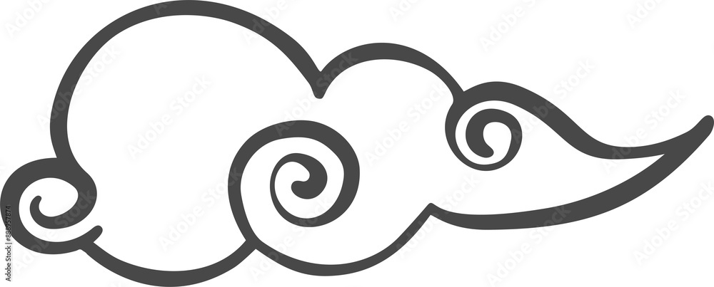 Chinese Asian cloud. Japanese style sky element. Outline smoke and wind . Traditional eastern decoration. Hand drawn illustration Chinese Asian cloud. Japanese style sky element. Outline smoke and wind . Traditional eastern decoration. Hand drawn illustration