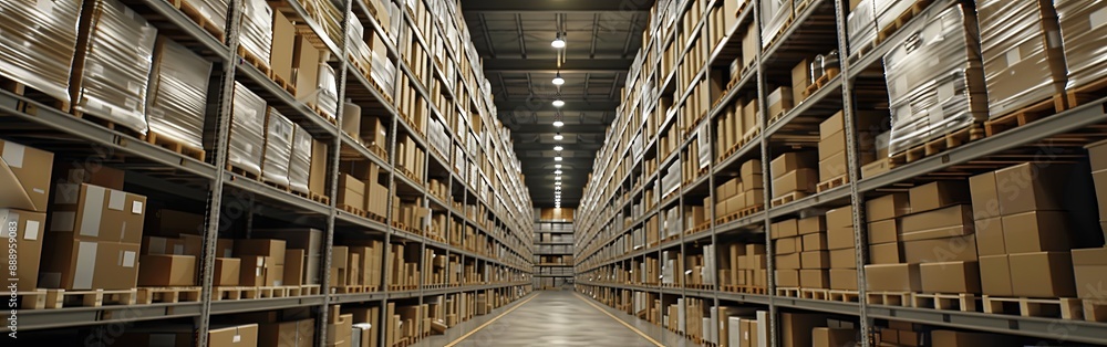 Endless Rows in a Vast Industrial Warehouse Endless Rows in a Vast Industrial Warehouse