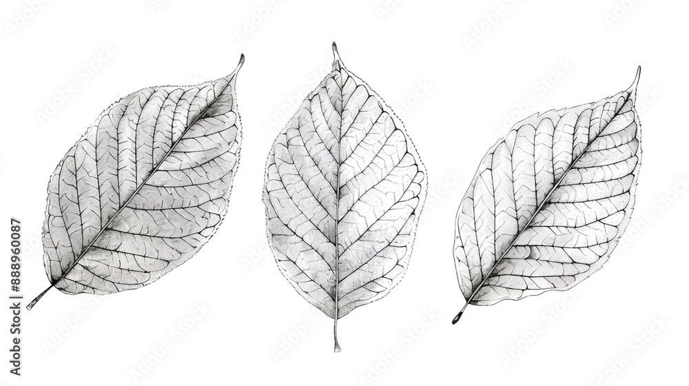 Fototapeta premium A stunning collection of leaves on a transparent background, showcasing vibrant colors and intricate textures.