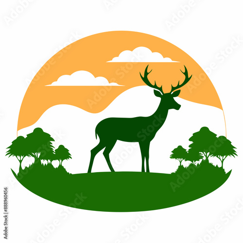 Deer, animal protection, ecology, eco, bio, nature, nature, nature protection, icons,  ai generative	