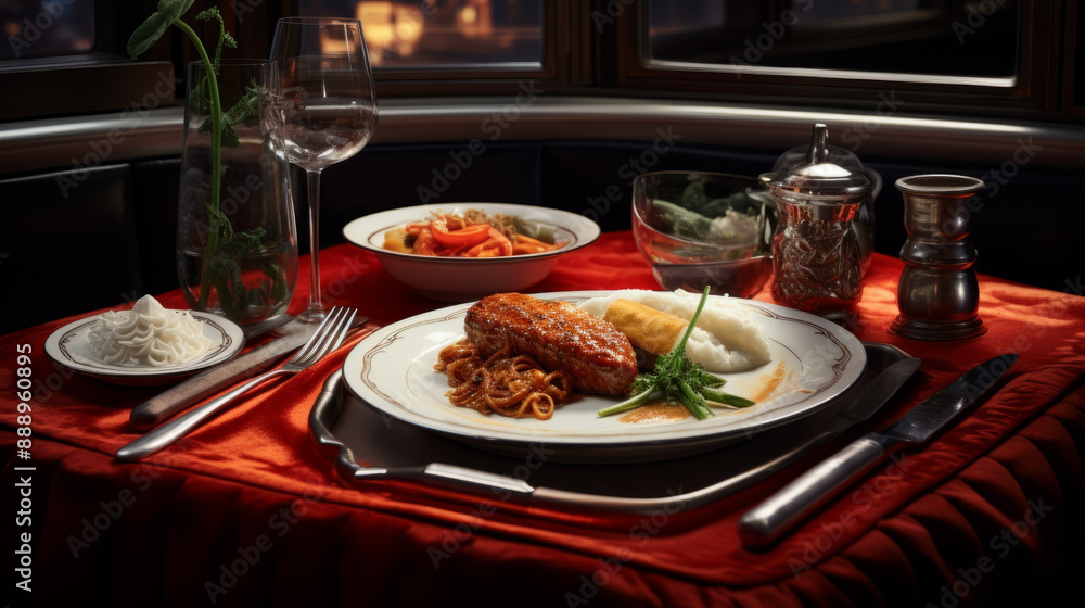 dinner in restaurant food on the table dinner in restaurant food on the table