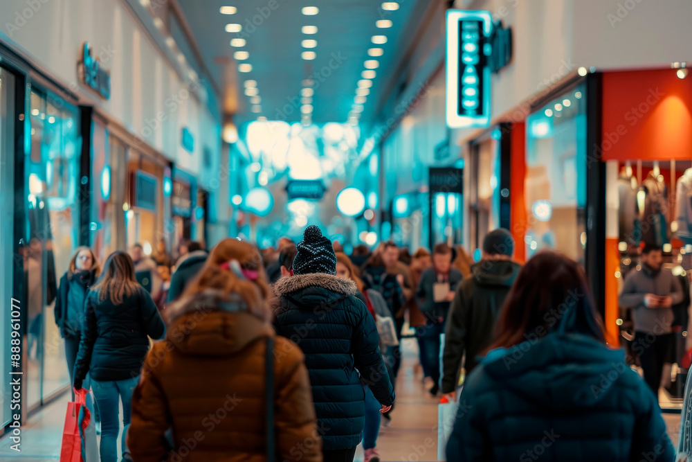 Huge queues in front of a retail store. Black friday concept. Huge queues in front of a retail store. Black friday concept.