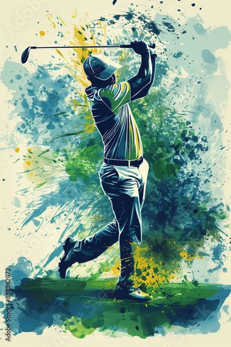 A golf illustration for a golf poster photo