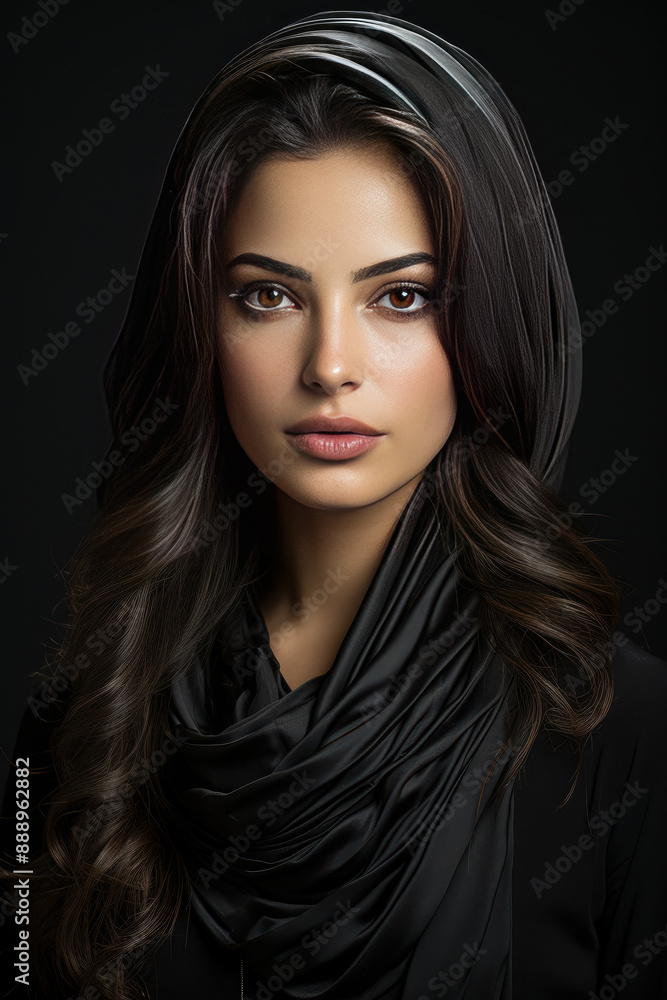 Mysterious woman in ornate hood with jewelry Mysterious woman in ornate hood with jewelry