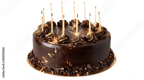 Wallpaper Mural Celebrate in style with this rich chocolate fudge cake adorned with luxurious gold birthday candles and festive sparklers, perfect for birthday parties or special occasions where every detail matters. Torontodigital.ca