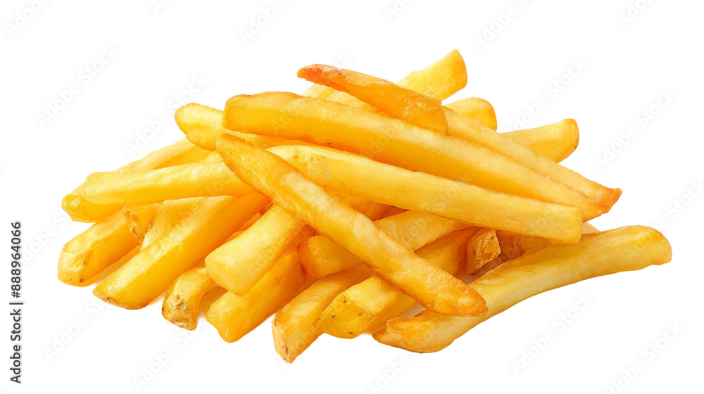 Delicious potato fries with a crispy exterior and soft interior, isolated on a transparent background Delicious potato fries with a crispy exterior and soft interior, isolated on a transparent background