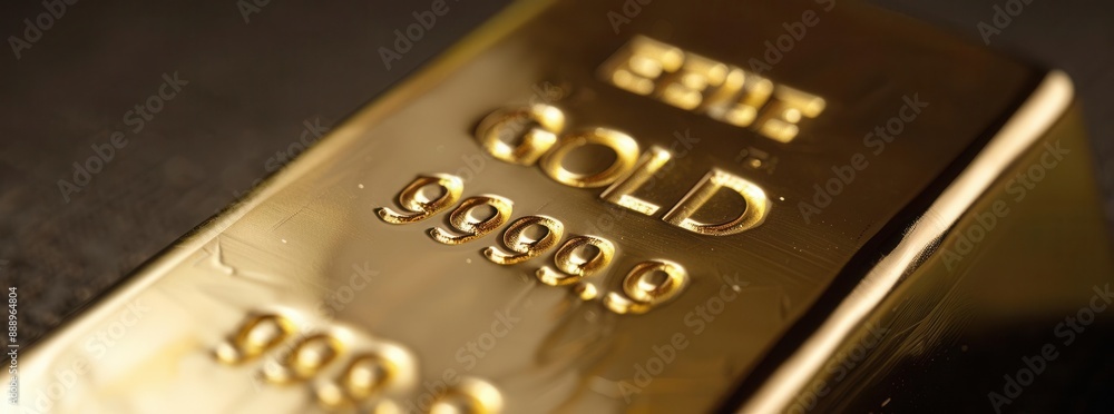 Close-up of a gold bar, representing wealth and investment Close-up of a gold bar, representing wealth and investment