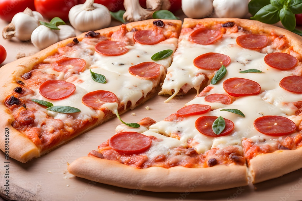 pizza with salami and tomatoes pizza with salami and tomatoes