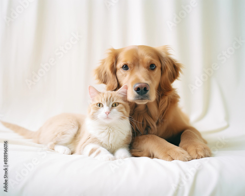 Wallpaper Mural Dog and cat on white background. Shelter pets, animals. Veterinary, zooclinic, goods for animals. Torontodigital.ca