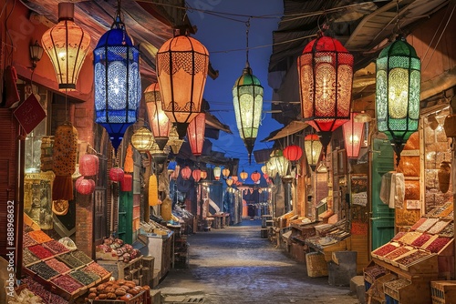 vintage arabic hanging lanterns of different colors