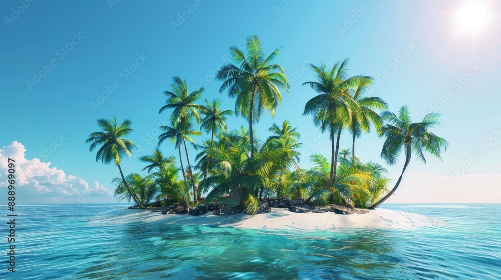 Tropical Paradise: Palm Trees on a Deserted Island Tropical Paradise: Palm Trees on a Deserted Island