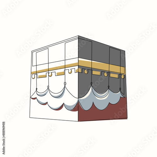 Handdrawn Ka`bah Line Art