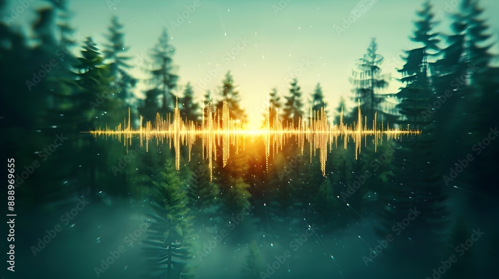 Fototapeta premium Golden Sound Waves in a Forest.