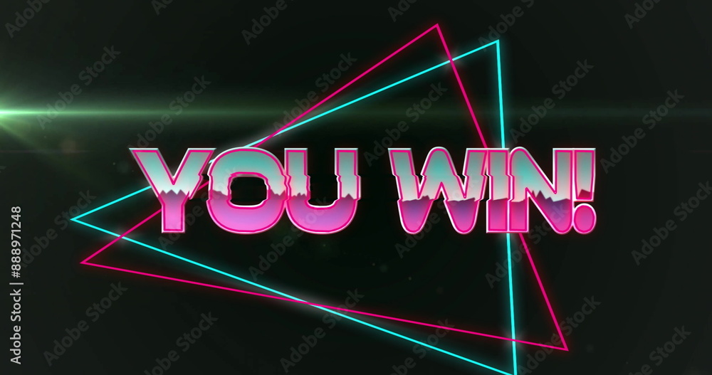 Naklejka premium Image of you win text over light spot