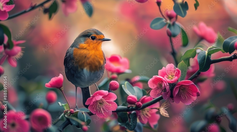 Small bird perched on flower Small bird perched on flower