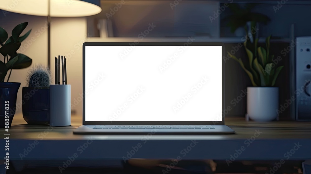 Close up front view of white blank screen with copy space Close up front view of white blank screen with copy space