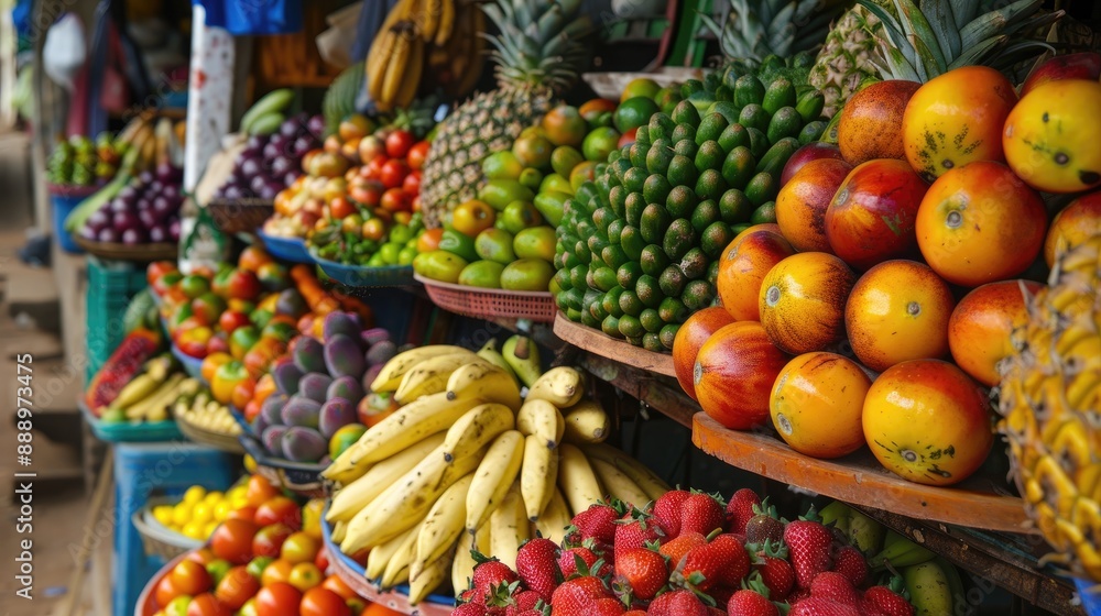 Sri Lanka Bazaar Tropical fruits and vegetables in outdoor market in Sri Lanka Sri Lanka Bazaar Tropical fruits and vegetables in outdoor market in Sri Lanka