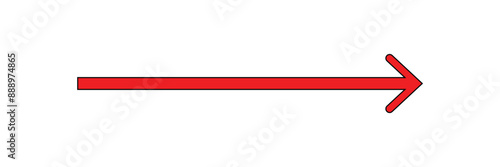  Long arrow. red arrow pointing right side. red large horizontal arrow pointing right. Bold thine horizontal long arrow. Red arrow Vector illustration.