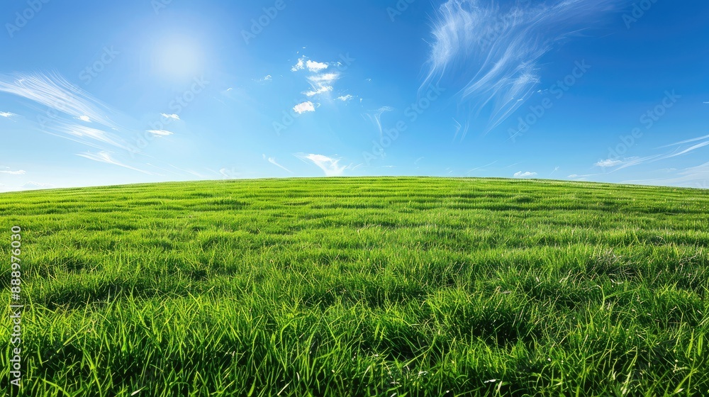 Lush green meadow under clear blue sky Lush green meadow under clear blue sky