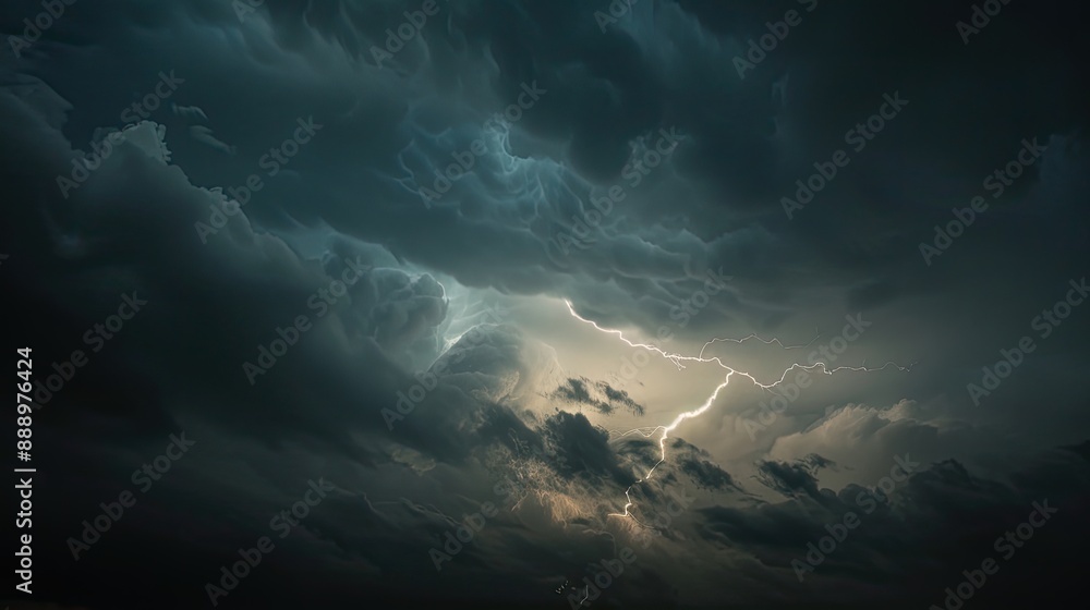 Lightning in a dark gray sky during a storm Dramatic sky Lightning in a dark gray sky during a storm Dramatic sky