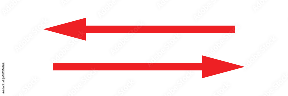 Long red arrows icon set. Red arrow pointing right and left direction in flat style on white background. Replaceable vector design. red navigation, arrow cursor, exit, evacuation sign.
Long red arrows icon set. Red arrow pointing right and left direction in flat style on white background. Replaceable vector design. red navigation, arrow cursor, exit, evacuation sign.