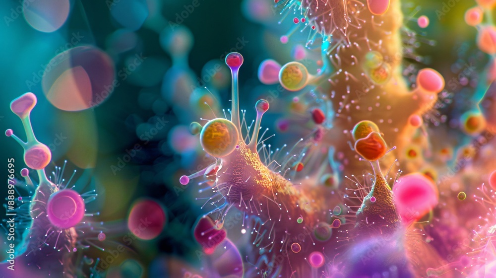 Microorganisms in Plants , Science microscopic background, Microscopic view of various types of microorganisms Illustration image Microorganisms in Plants , Science microscopic background, Microscopic view of various types of microorganisms Illustration image