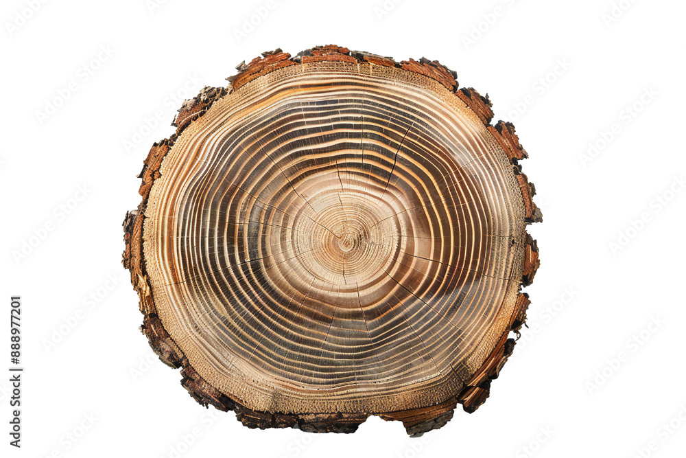 Round cut down tree with annual rings on transparent background Generative Ai Round cut down tree with annual rings on transparent background Generative Ai