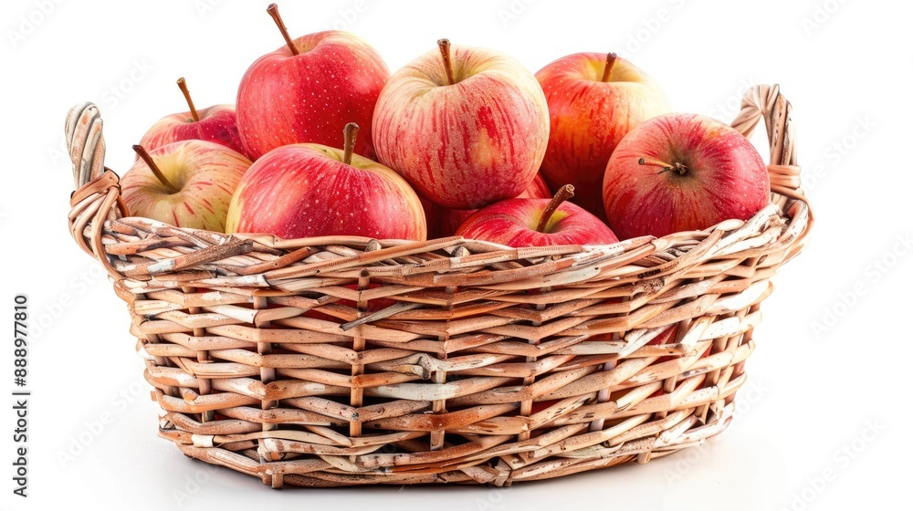 Jonagold apples in a basket on white background Jonagold apples in a basket on white background