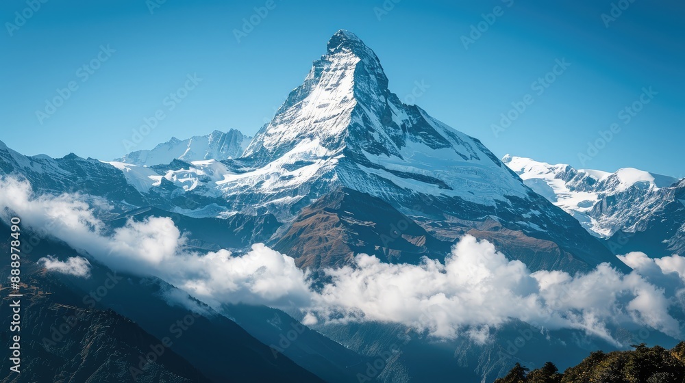 Majestic mountains under clear skies Majestic mountains under clear skies