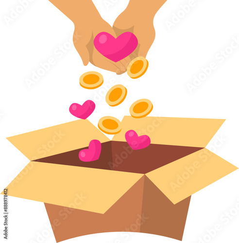 Hand Charity With Donation Box Illustration