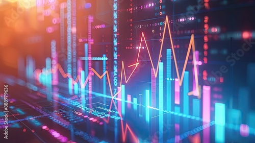 Obraz na płótnie Colorful data visualization with graphs and charts